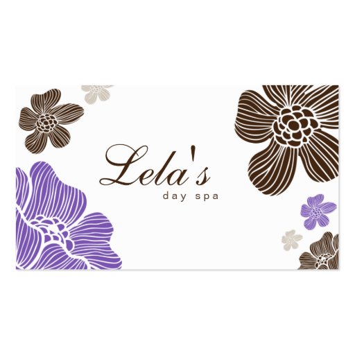 Floral Business Card Salon Spa Tropical Purp Brown (front side)