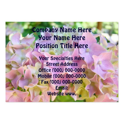 Floral Business Cards Custom Pink Hydrangea (front side)