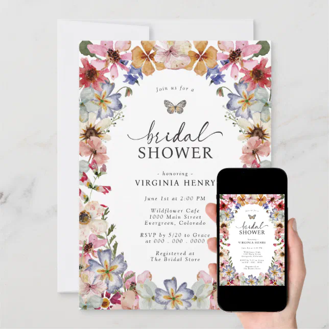 Floral Butterfly Bridal Shower Invitation Zazzle