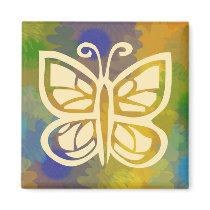 Floral Butterfly Magnet Square