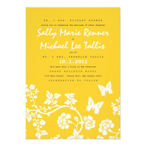 Floral Butterfly Wedding Invitation