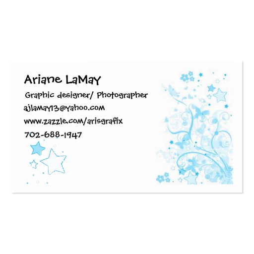 floral card, star & hearts, Ariane LaMay, Graph... Business Card Template (front side)