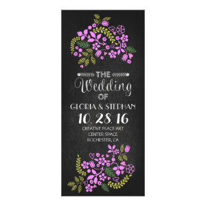 floral chalkboard wedding program cards rack card template