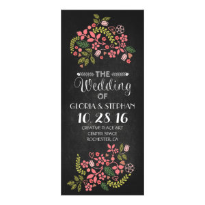 floral chalkboard wedding program cards custom rack card