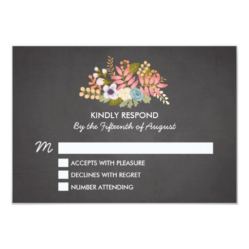 FLORAL CHALKBOARD WEDDING RSVP ENCLOSURE CARD Zazzle