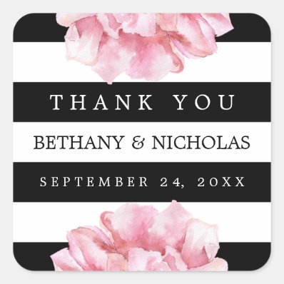 Floral Chic Wedding Thank You Favor Stickers