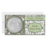 Floral Christmas Happy Holiday Elegant Green Brown Photo Greeting Card
