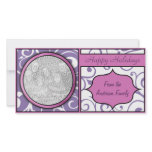 Floral Christmas Happy Holiday Elegant Pink Purple Photo Card Template