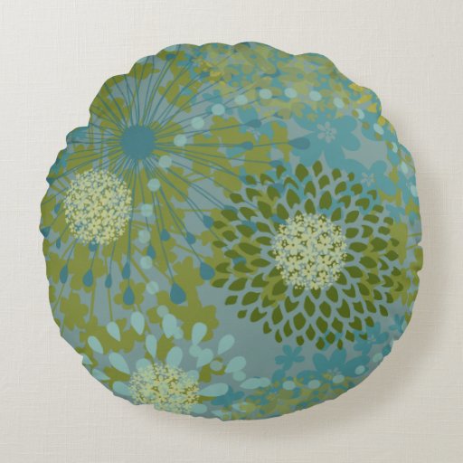 Floral Circles Girly Pattern Throw Pillow Round Pillow Zazzle