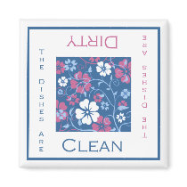 Floral Clean or Dirty Dishwasher Magnet