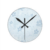 Girly pastel blue flower pattern Wall Clock