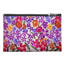 Floral cloth material travel accessory bag