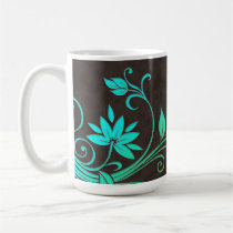 Floral Coffee Mug Blue Green mugs