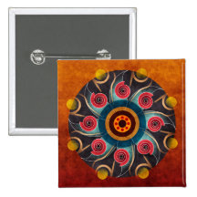 Floral Color Abstract Vector Art Button (square)