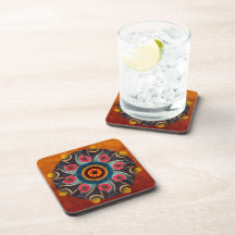 Floral Color Abstract Vector Art Cork Coaster