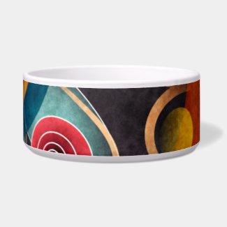 Floral Color Abstract Vector Art Dog Bowl