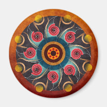 Floral Color Abstract Vector Art Round Magnet