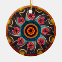 Floral Color Abstract Vector Art Round Ornament