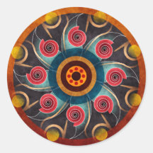 Floral Color Abstract Vector Art Round Sticker