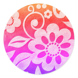 Floral Color Splash Round Sticker