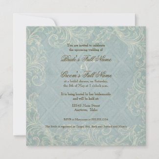 Floral Cottage by the Sea Shell Beachy Wedding zazzle_invitation