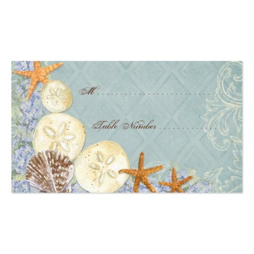 Floral Cottage by the Sea Shells Beachy Wedding Business Card Template (front side)
