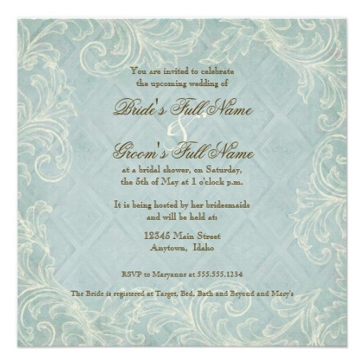 Floral Cottage by the Sea Shells Beachy Wedding Invitation