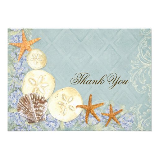 Floral Cottage by the Sea Shells Beachy Wedding Cards