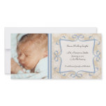 Floral Cream and Blue New Baby Photo Cards