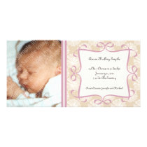 Floral Cream and Pink New Baby Photo Cards photo cards