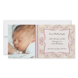 Floral Cream and Pink New Baby Photo Cards photocard