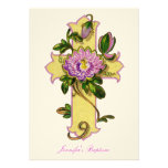 Floral Cross Baptism Invitation