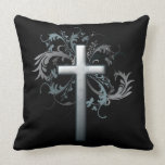 Floral Cross Throw Pillow