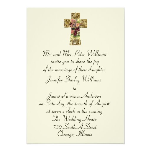 Floral Cross Wedding Invitation