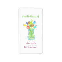 Floral custom bookplates / personalized bookplates custom address label