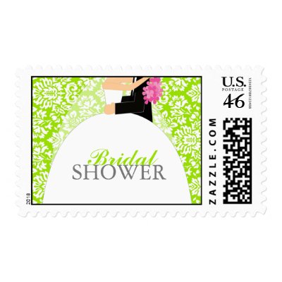 Floral Damask Bridal Shower Postage Stamp