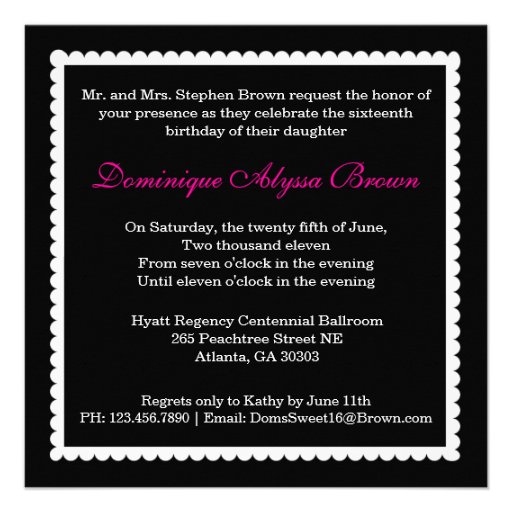 Floral Damask Invite with Pink Bow