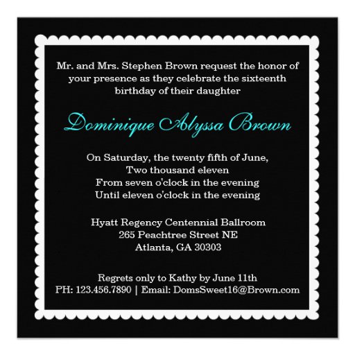 Floral Damask Invite with Teal Bow