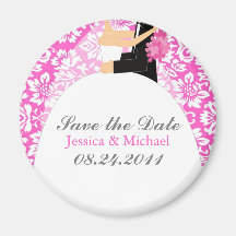 Floral Damask Save the Date Magnet