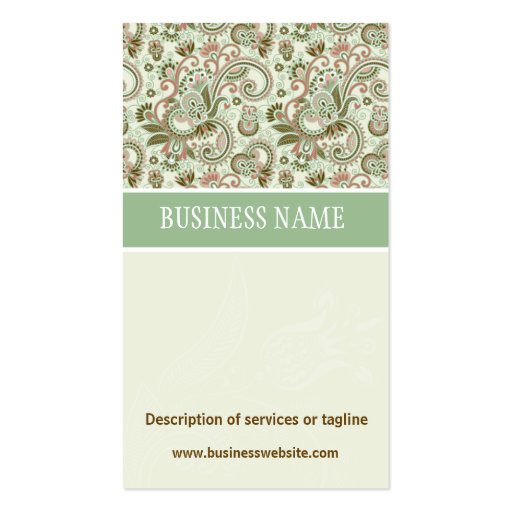 Floral Damask Trimming Business Card (front side)