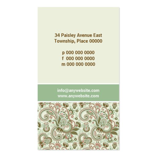 Floral Damask Trimming Business Card (back side)