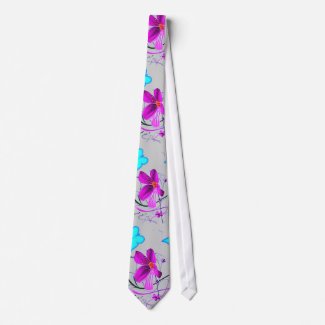 Floral Deco in Grey Tie tie
