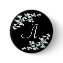 Floral Deco Monogram Button by elenaind Floral Deco Monogram Button