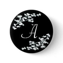 Floral Deco Monogram Button by elenaind Floral Deco Monogram Button