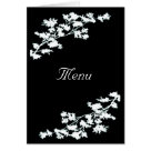 postcard - Elegant floral decoration on black card. it's nice and useful for your Wedding's Party showing to your guests lunch/ buffet menu card putting it on every restaurant's table. Personalize it with names,wedding date,restaurant name and menu as well you prefer.