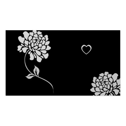 Floral Design in Black and White Business Card Templates (back side)