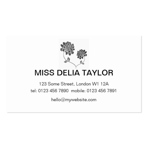 Floral Design in Black and White Business Card Templates (front side)