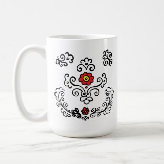 Floral design red flowers mug
