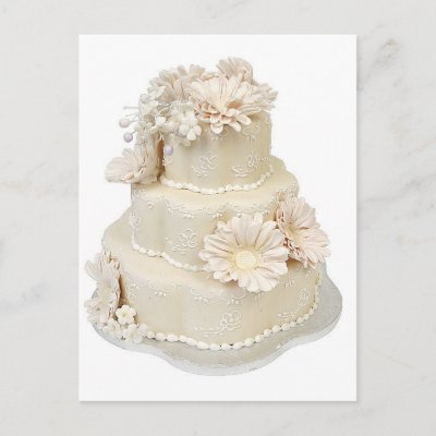 Floral Design Wedding Cake Post Card by WeddingPostage