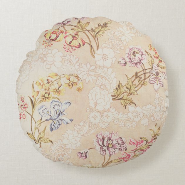 Floral design with peonies, lilies and roses for S Round Pillow